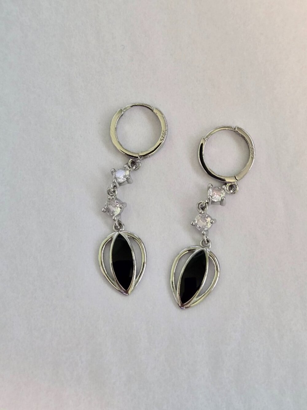 Black & Silver Tone Drop Earrings